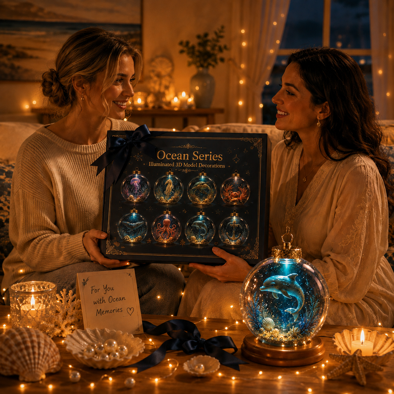 🌊✨Ocean Series Illuminated 3D Model Decorations