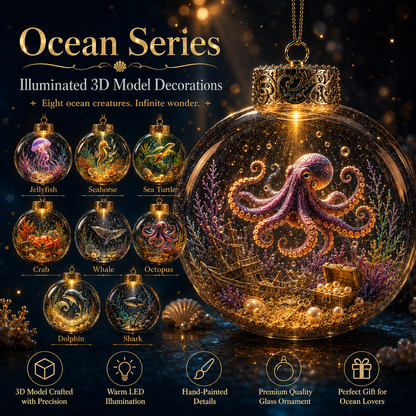 🌊✨Ocean Series Illuminated 3D Model Decorations
