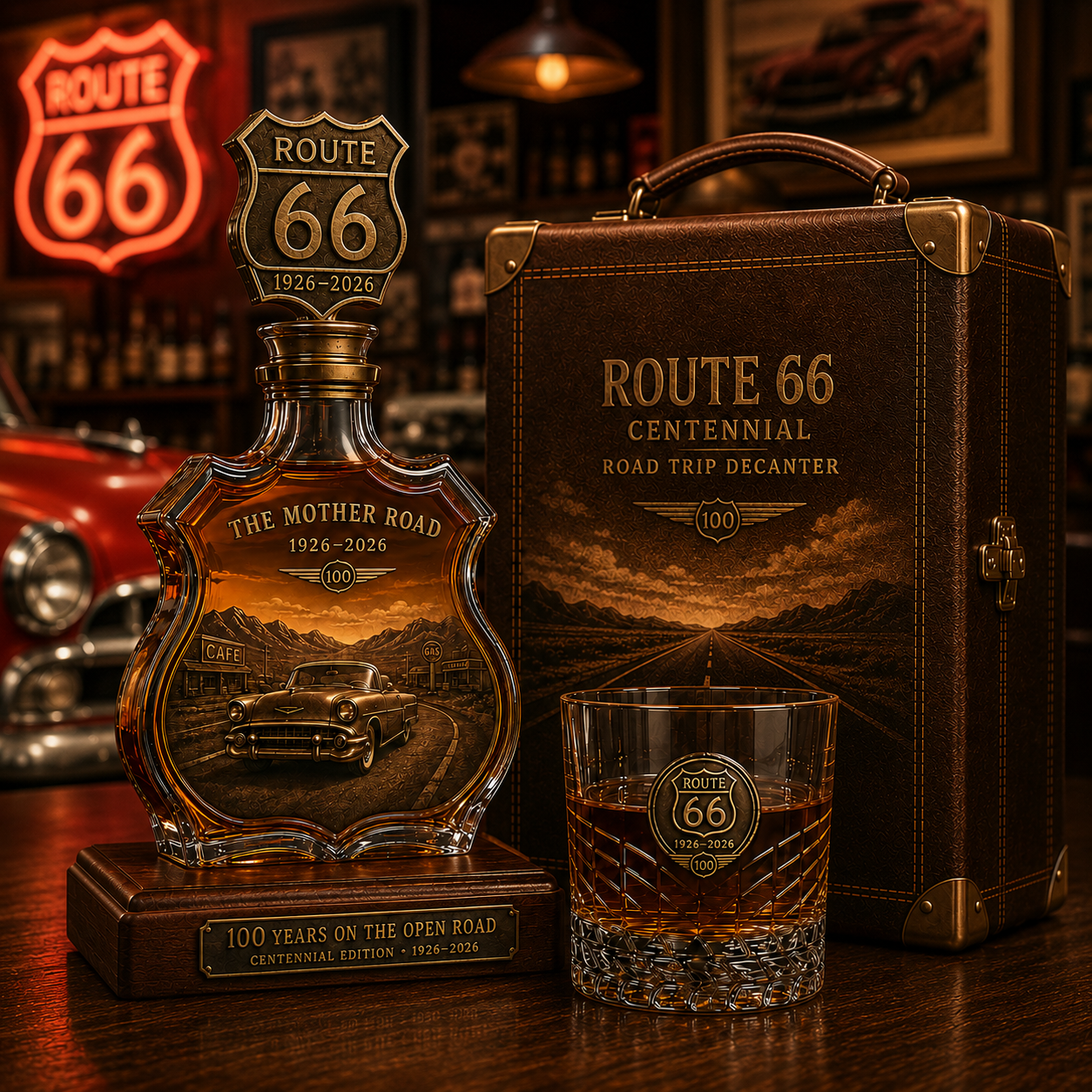 🚘Route 66 Centennial Road Trip Whiskey Decanter Set🛣️