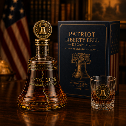 1776–2026 Patriot Liberty Bell Whiskey Decanter Set – 250th Anniversary Collector’s Gift with Matching Glass