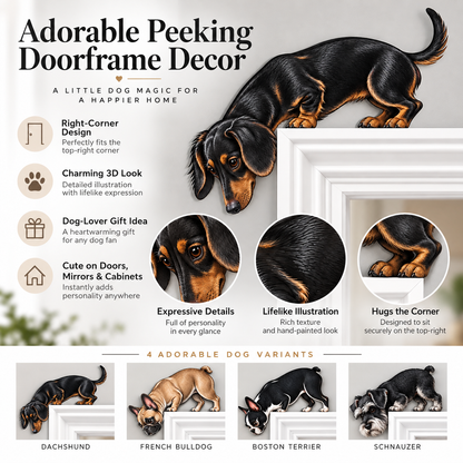 🐶👀 Peeking Pup Doorway Topper – Playful Dog Accent for Pet-Loving Homes