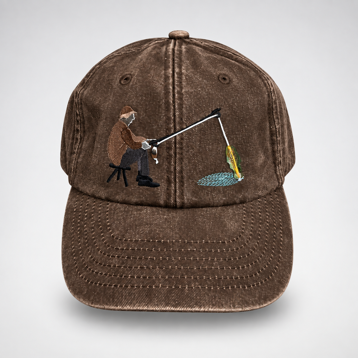 🎣 Catch of the Day Interactive Fishing Cap –🎁 Vintage Washed Moving Fish Hat