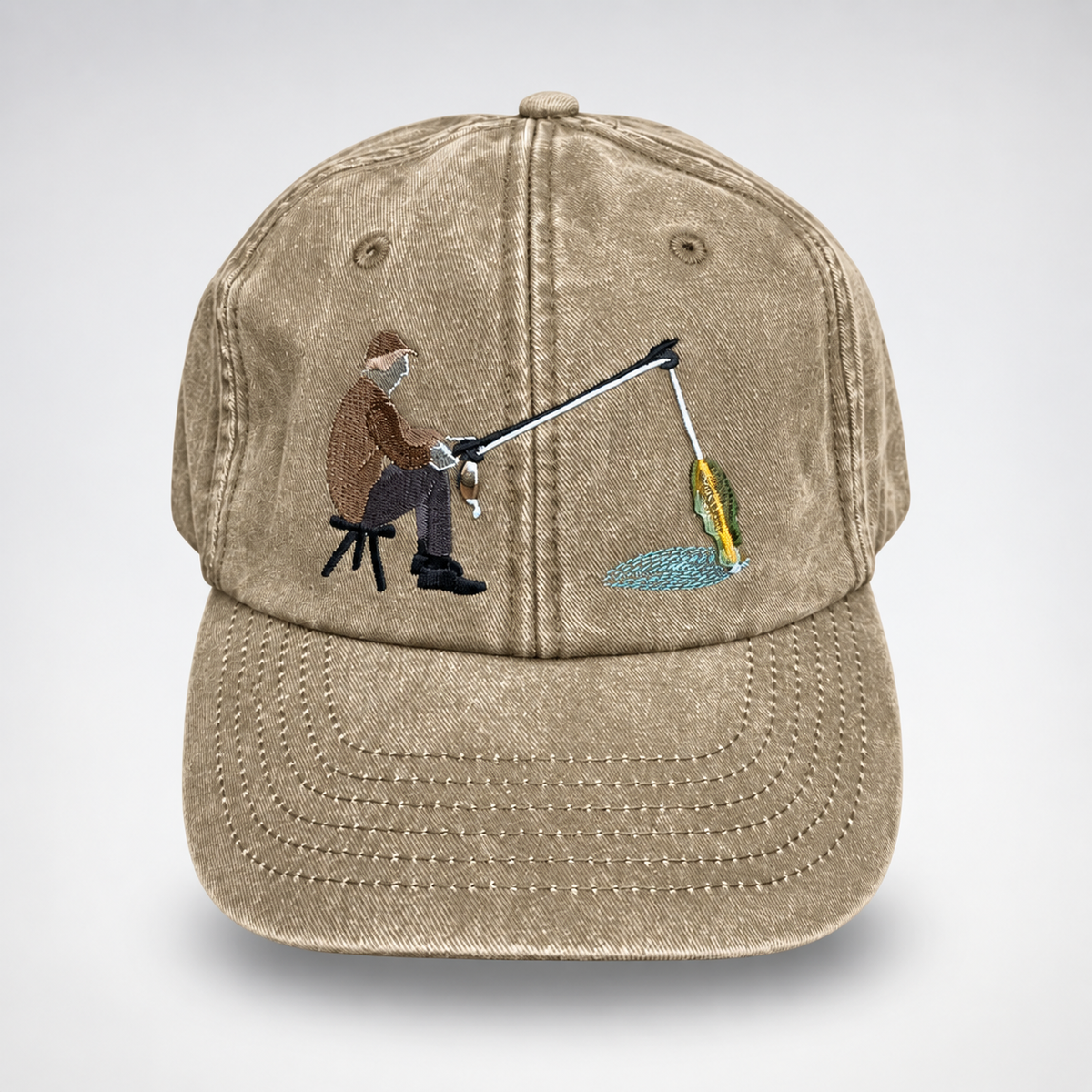 🎣 Catch of the Day Interactive Fishing Cap –🎁 Vintage Washed Moving Fish Hat