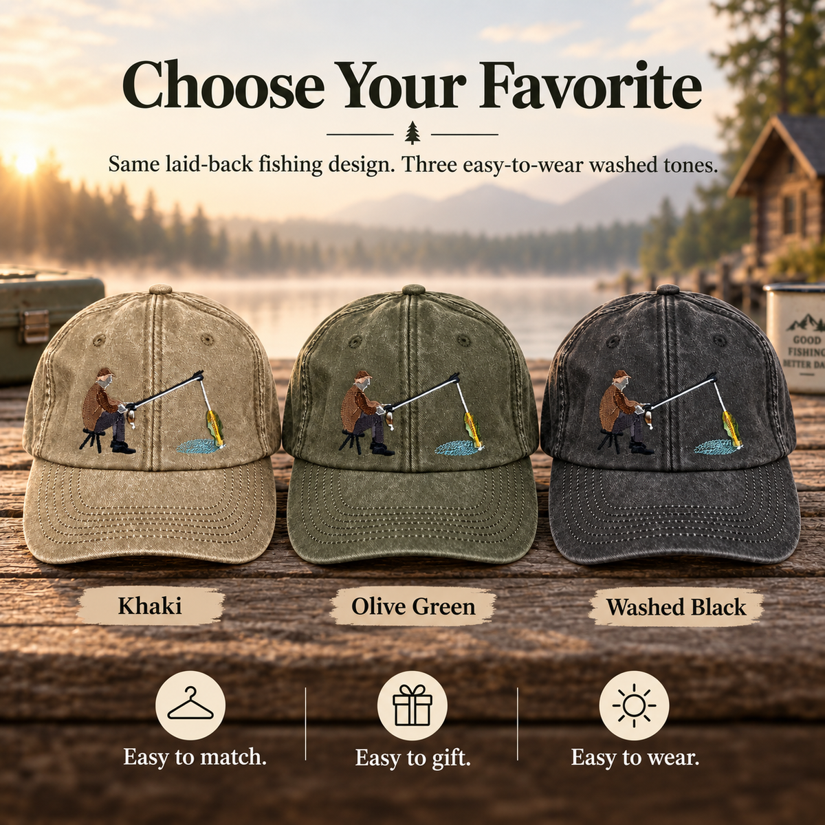 🎣 Catch of the Day Interactive Fishing Cap –🎁 Vintage Washed Moving Fish Hat