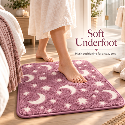 🎃🌙 Haunted Moonlight Glow Bath Mat Set – 3-Piece Halloween Celestial Floor Decor