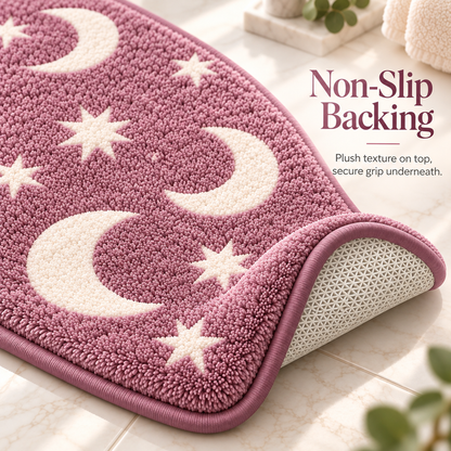 🎃🌙 Haunted Moonlight Glow Bath Mat Set – 3-Piece Halloween Celestial Floor Decor