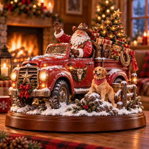 🎅🤠American Christmas Story™ – Santa’s Last Delivery Lighted Western Christmas Keepsake