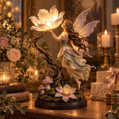 🧚🌺 Glowing Fairy Garden Sculpture – Magical Floral Ambient Light for Cozy Spaces 🌙