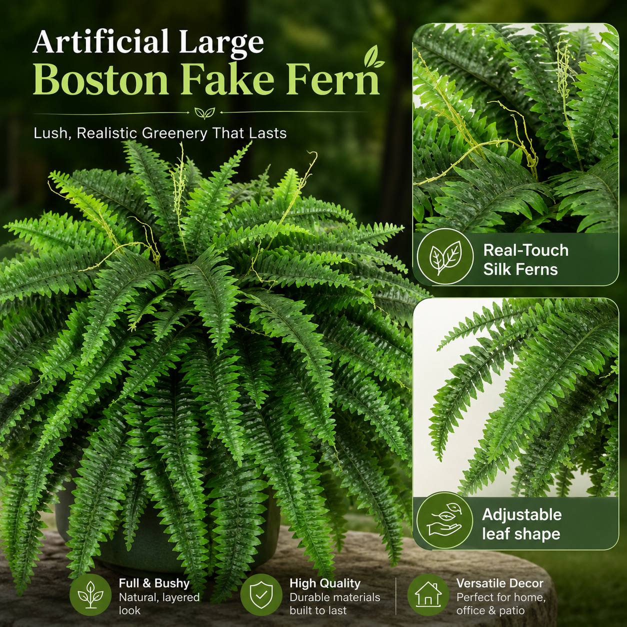 💛Glowing Boston Ferns with Lights – 🌿 Zero Watering, Zero Maintenance