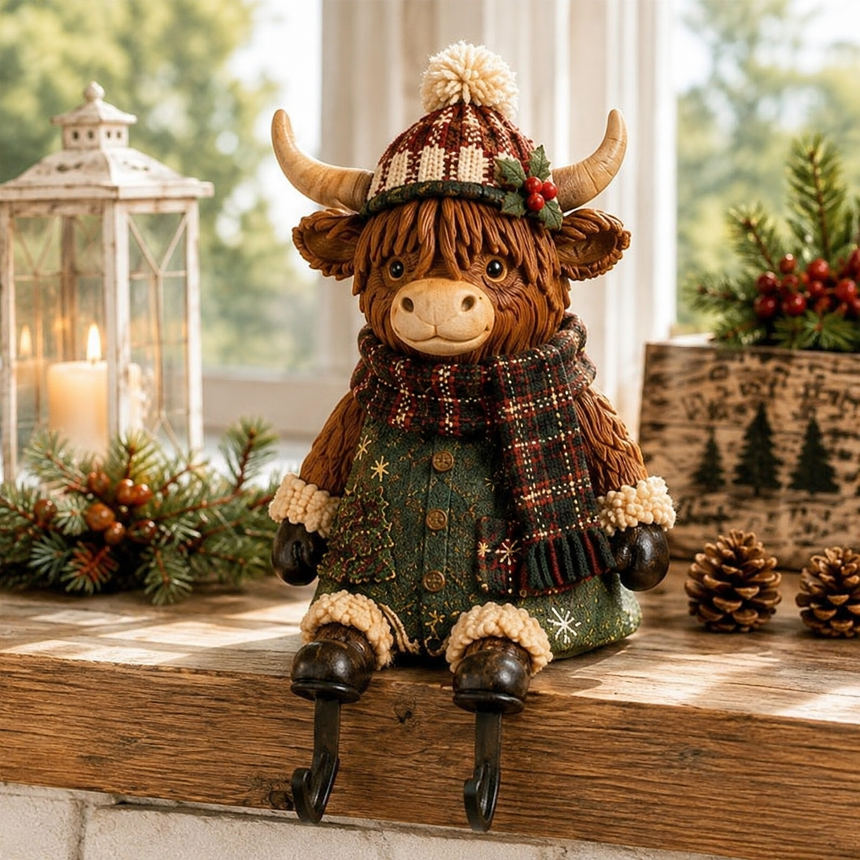 🎄🧦 Festive Mantel Character Stocking Holders – Hidden Hook Christmas Shelf Decor
