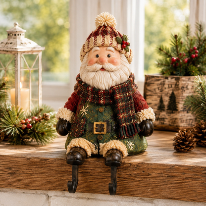 🎄🧦 Festive Mantel Character Stocking Holders – Hidden Hook Christmas Shelf Decor