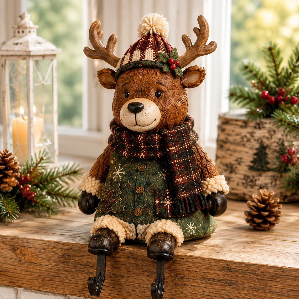 🎄🧦 Festive Mantel Character Stocking Holders – Hidden Hook Christmas Shelf Decor