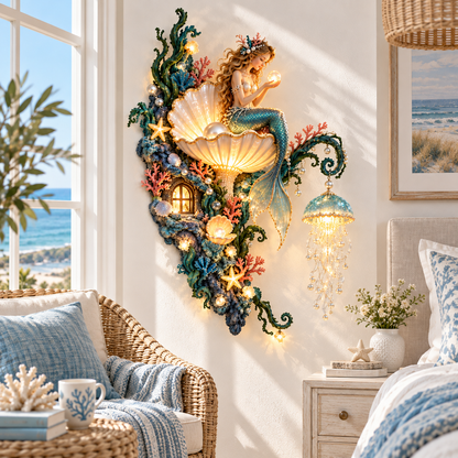 ✨ Mermaid Pearl Glow Wall Light – Ocean-Inspired Coastal Decor 🧜‍♀️🐚