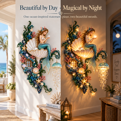 ✨ Mermaid Pearl Glow Wall Light – Ocean-Inspired Coastal Decor 🧜‍♀️🐚