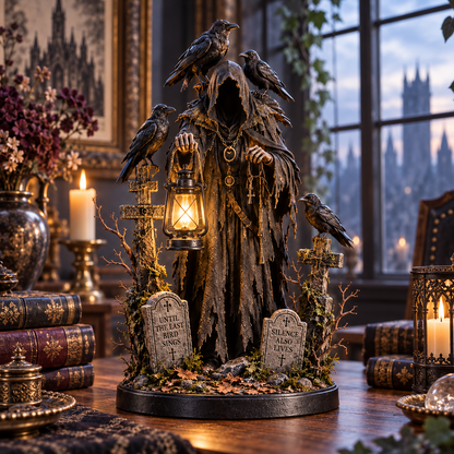 🐦‍⬛ Keeper of the Last Light – Raven Guardian Lantern Statue