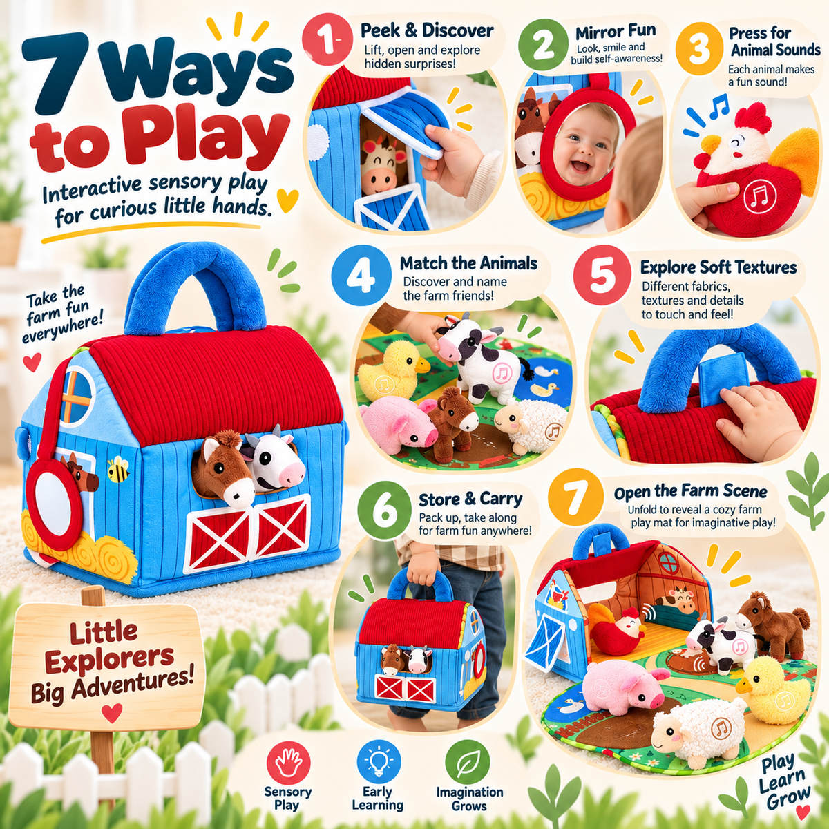 ✨Farm Plush Animal Barn Play Set