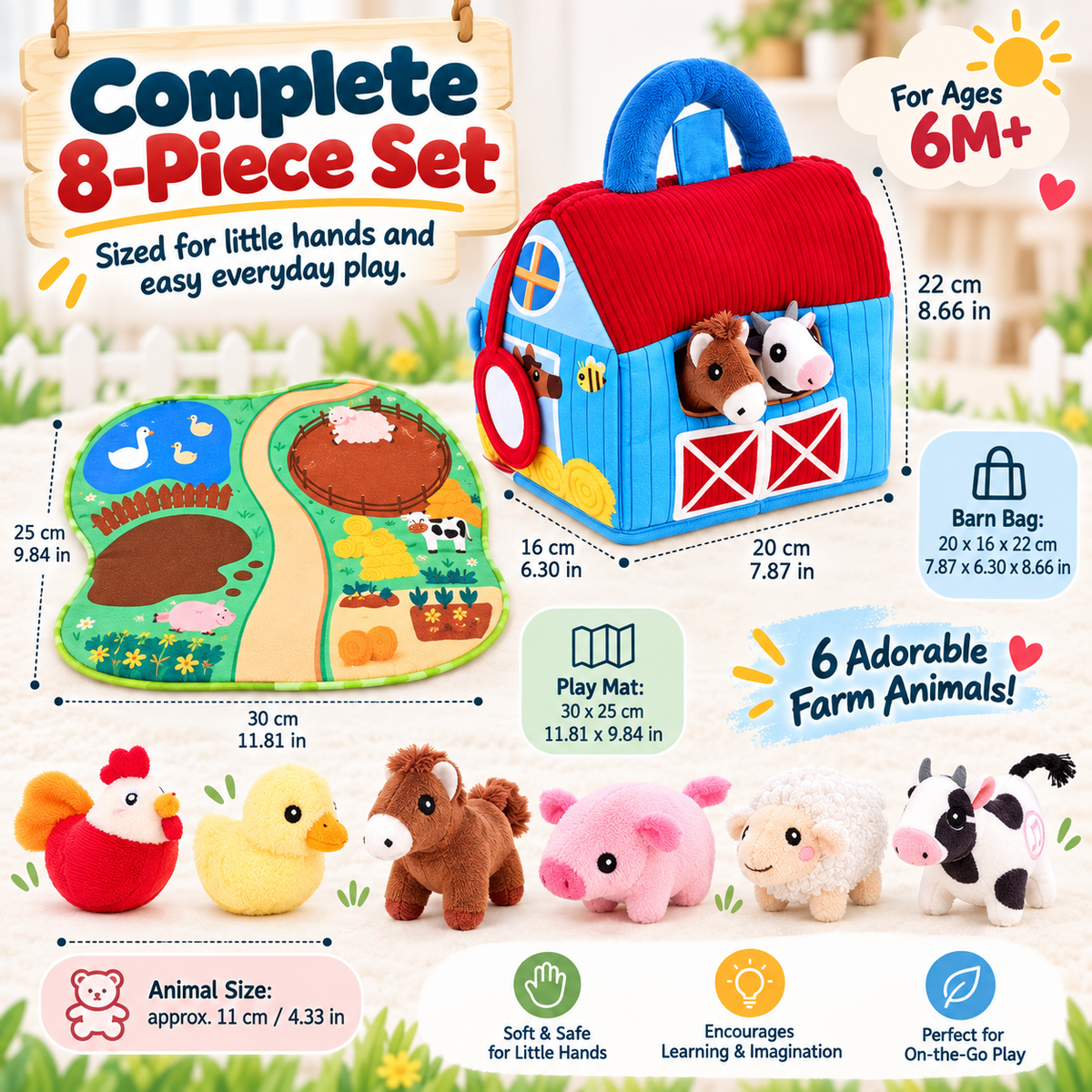 ✨Farm Plush Animal Barn Play Set