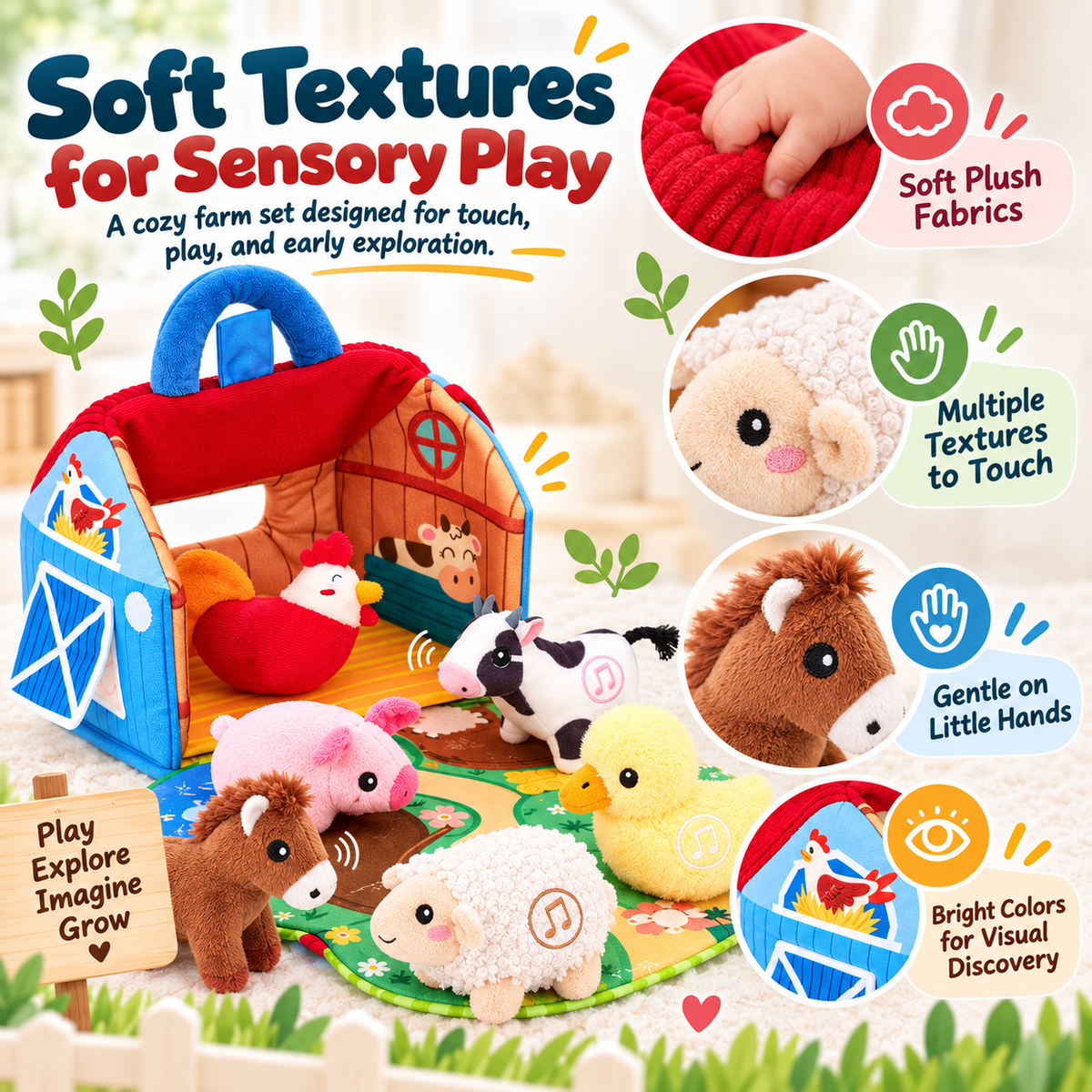 ✨Farm Plush Animal Barn Play Set