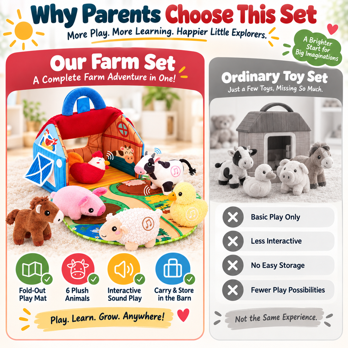 ✨Farm Plush Animal Barn Play Set