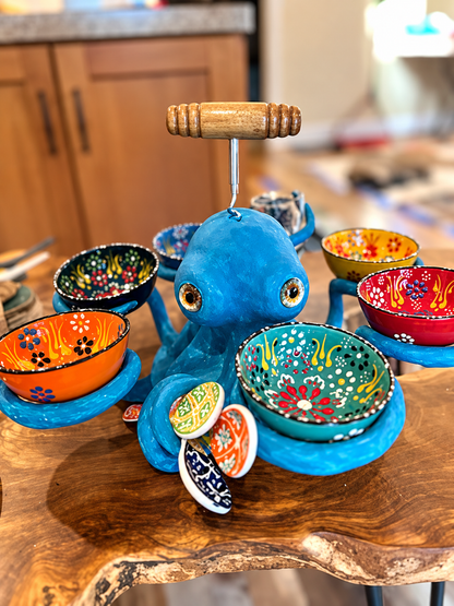 🐙 Octopus Snack Server with 6 Bowls – Sculptural Centerpiece