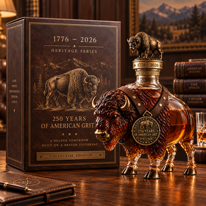 🇺🇸🦬1776–2026 American Bison Heritage Decanter – 250 Years of American Grit
