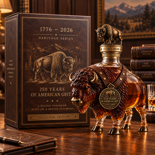 🇺🇸🦬1776–2026 American Bison Heritage Decanter – 250 Years of American Grit