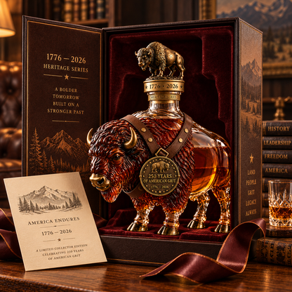 🇺🇸🦬1776–2026 American Bison Heritage Decanter – 250 Years of American Grit