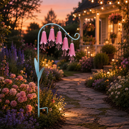 🌸🔔 Whispering Lily Garden Chime – Floral Metal Stake for Peaceful Outdoor Spaces