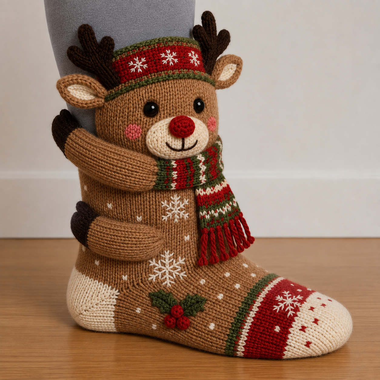 🧦3D Hugging Christmas Socks 🎅 Cute Knit Holiday Socks 5 Designs