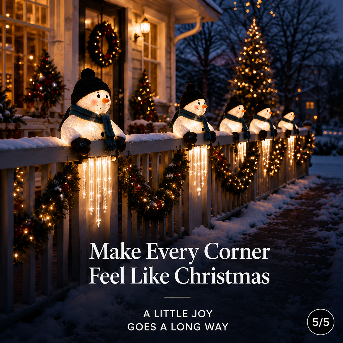 Close-up details of snowman Christmas light