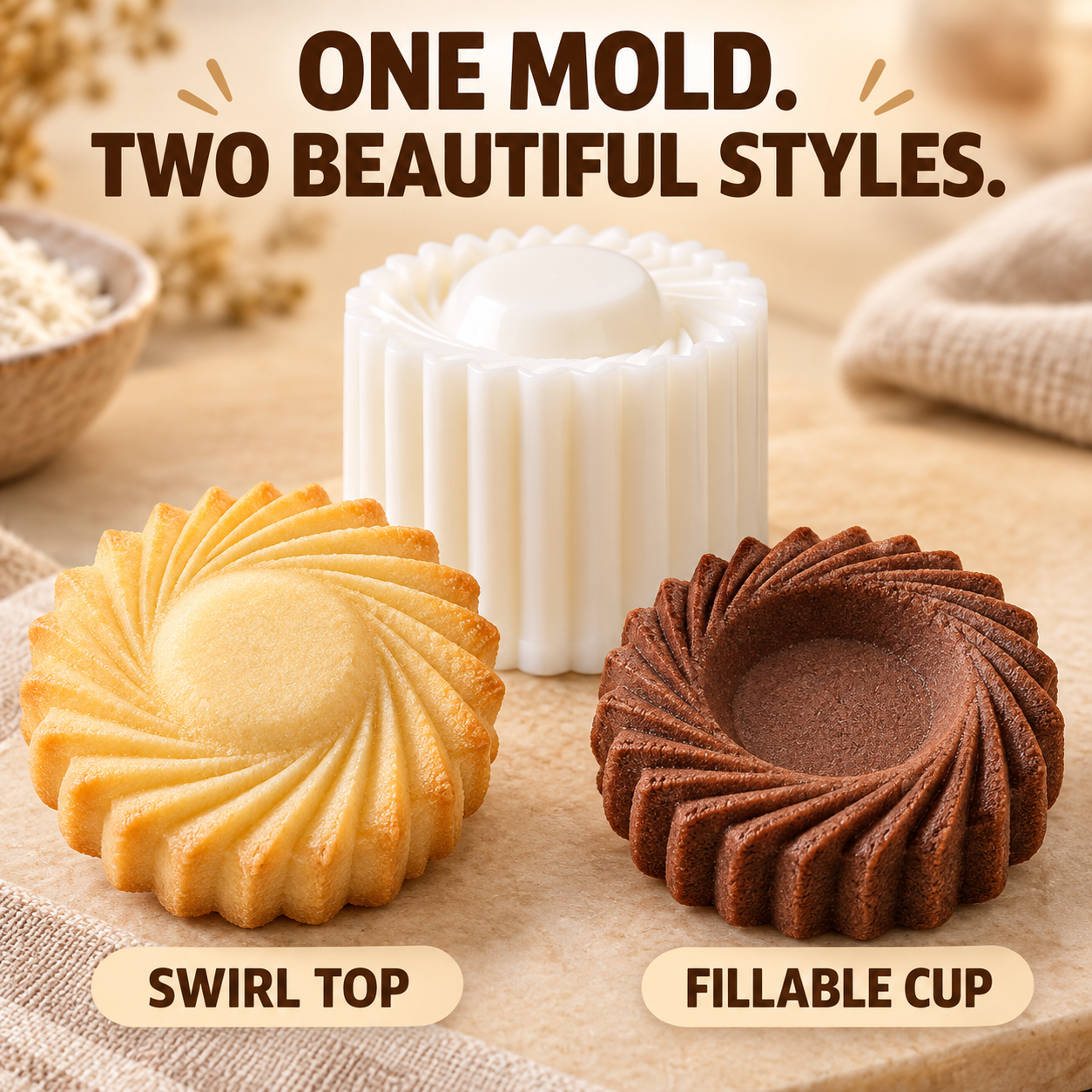 🍪Sunflower & French Lace Round Mooncake Mold Set – Food-Grade Easy Release DIY Pastry Tool