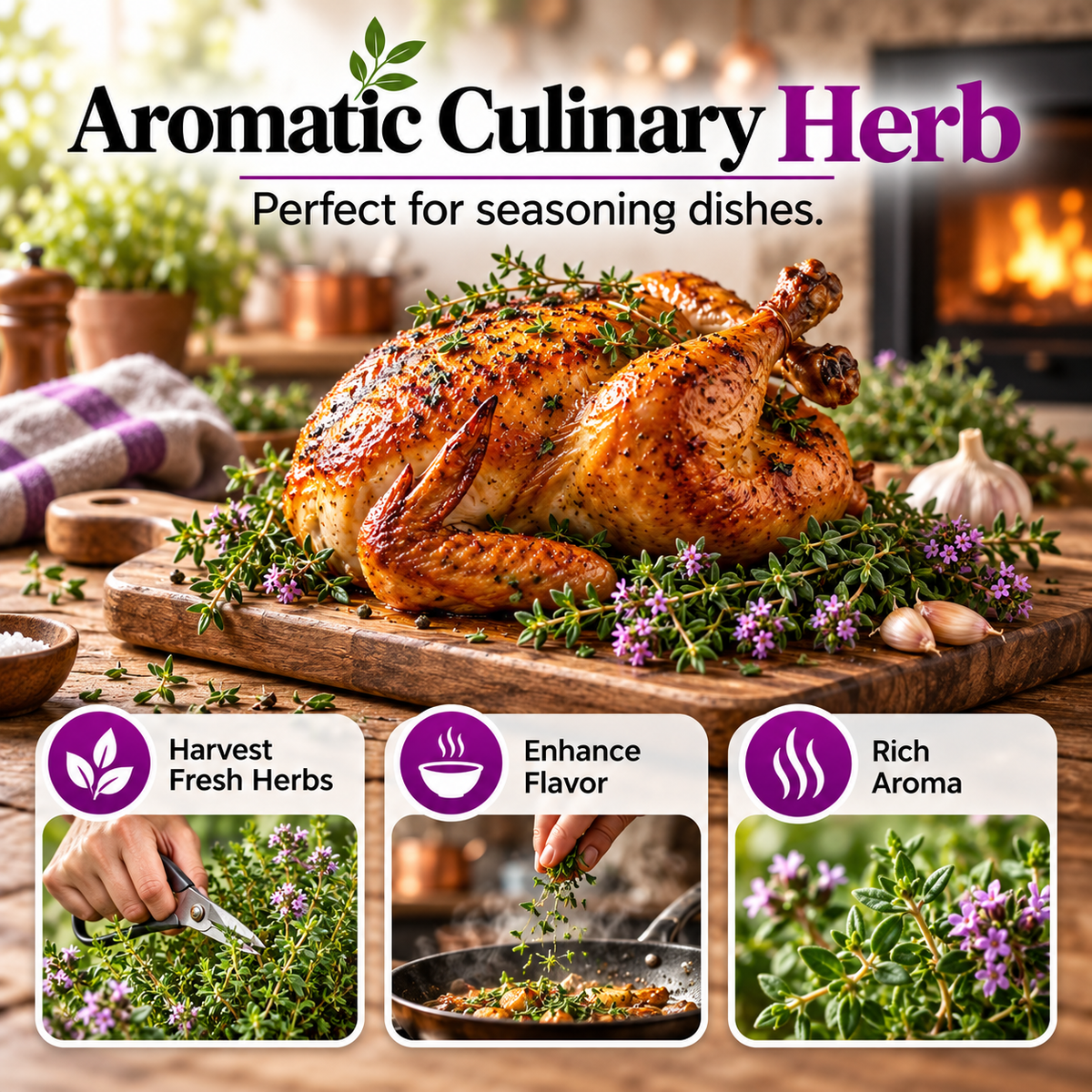 Thyme used as an aromatic culinary herb
