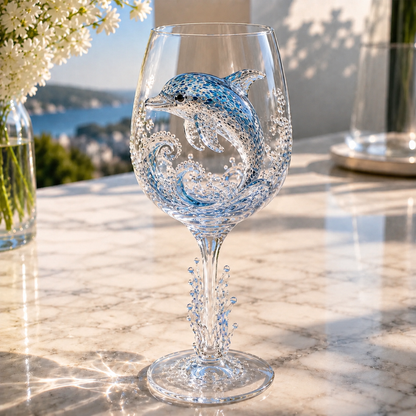 🌊Ocean Treasures Handcrafted 3D Sea Life Wine Glass Collection
