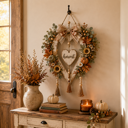 🍂🤎Harvest Heart Farmhouse Wall Decor