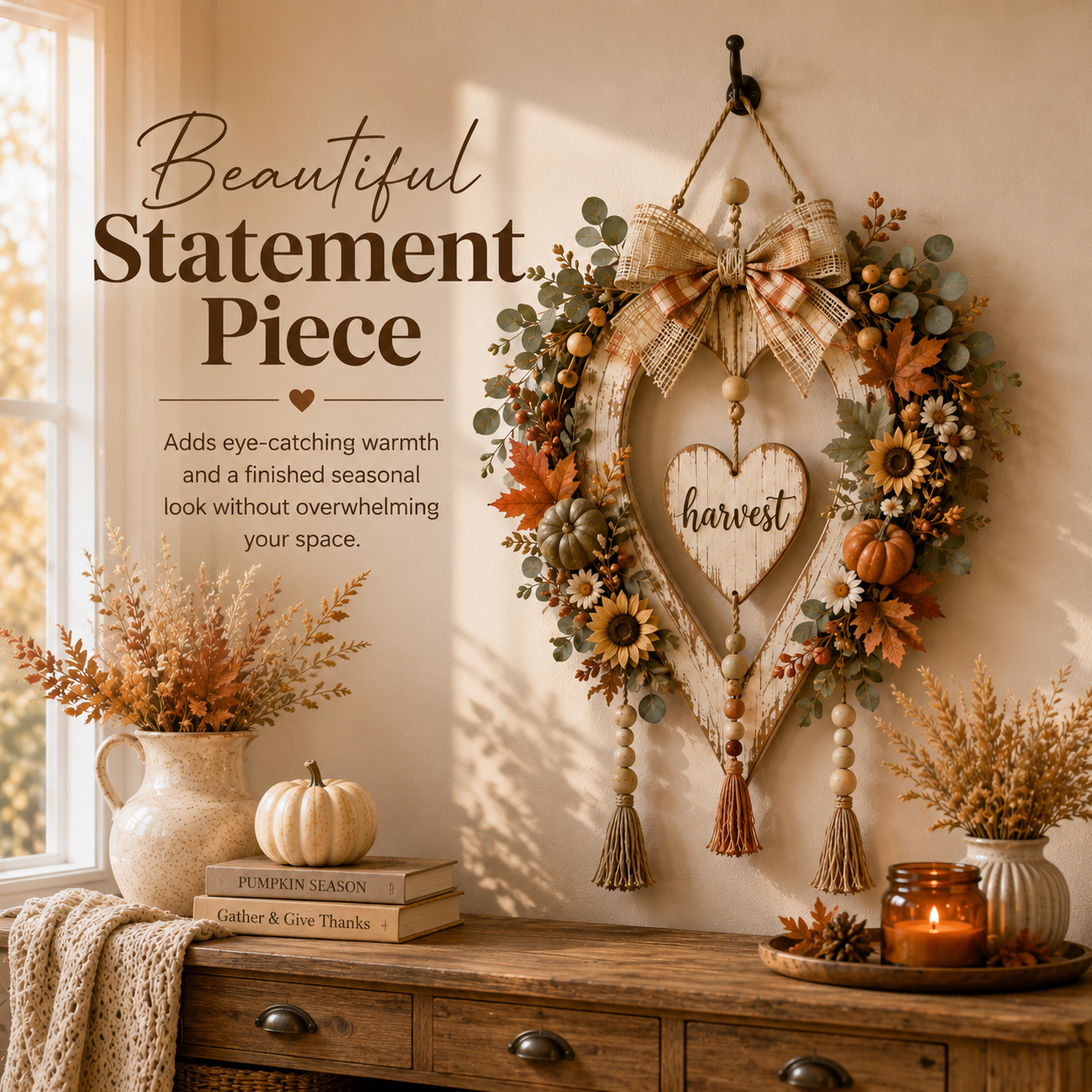 🍂🤎Harvest Heart Farmhouse Wall Decor