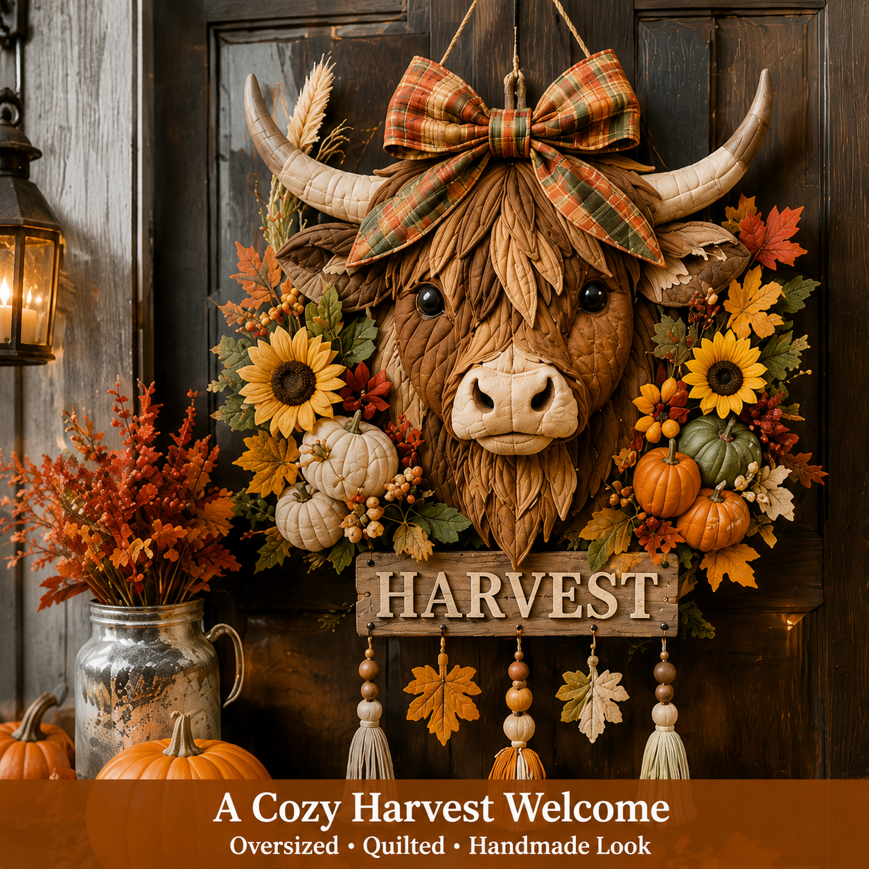 🍂🐮🧵Highland Cow Harvest Quilted Door Hanger DIY Kit