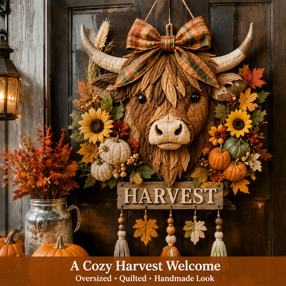 🍂🐮🧵Highland Cow Harvest Quilted Door Hanger DIY Kit