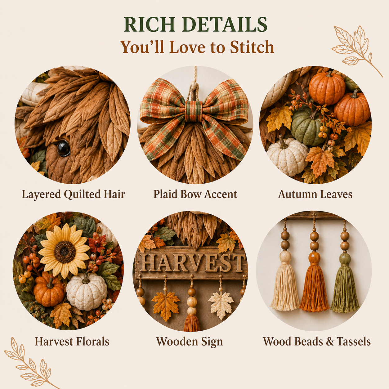 🍂🐮🧵Highland Cow Harvest Quilted Door Hanger DIY Kit
