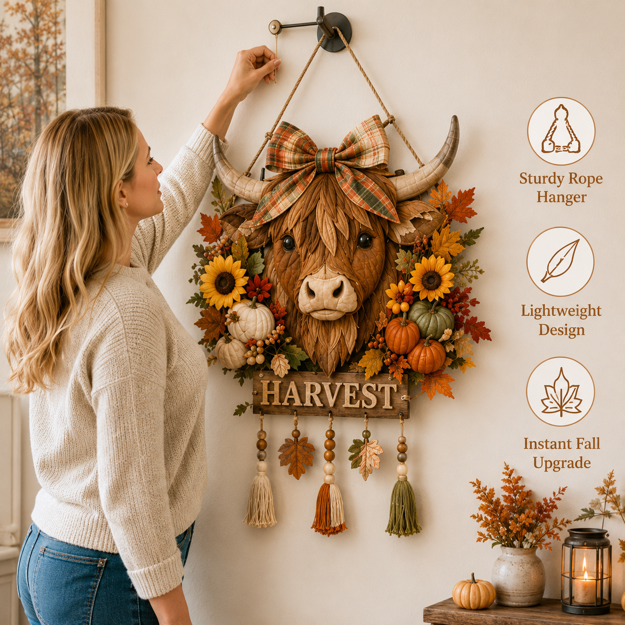 🍂🐮🧵Highland Cow Harvest Quilted Door Hanger DIY Kit