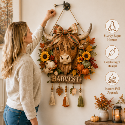🍂🐮🧵Highland Cow Harvest Quilted Door Hanger DIY Kit