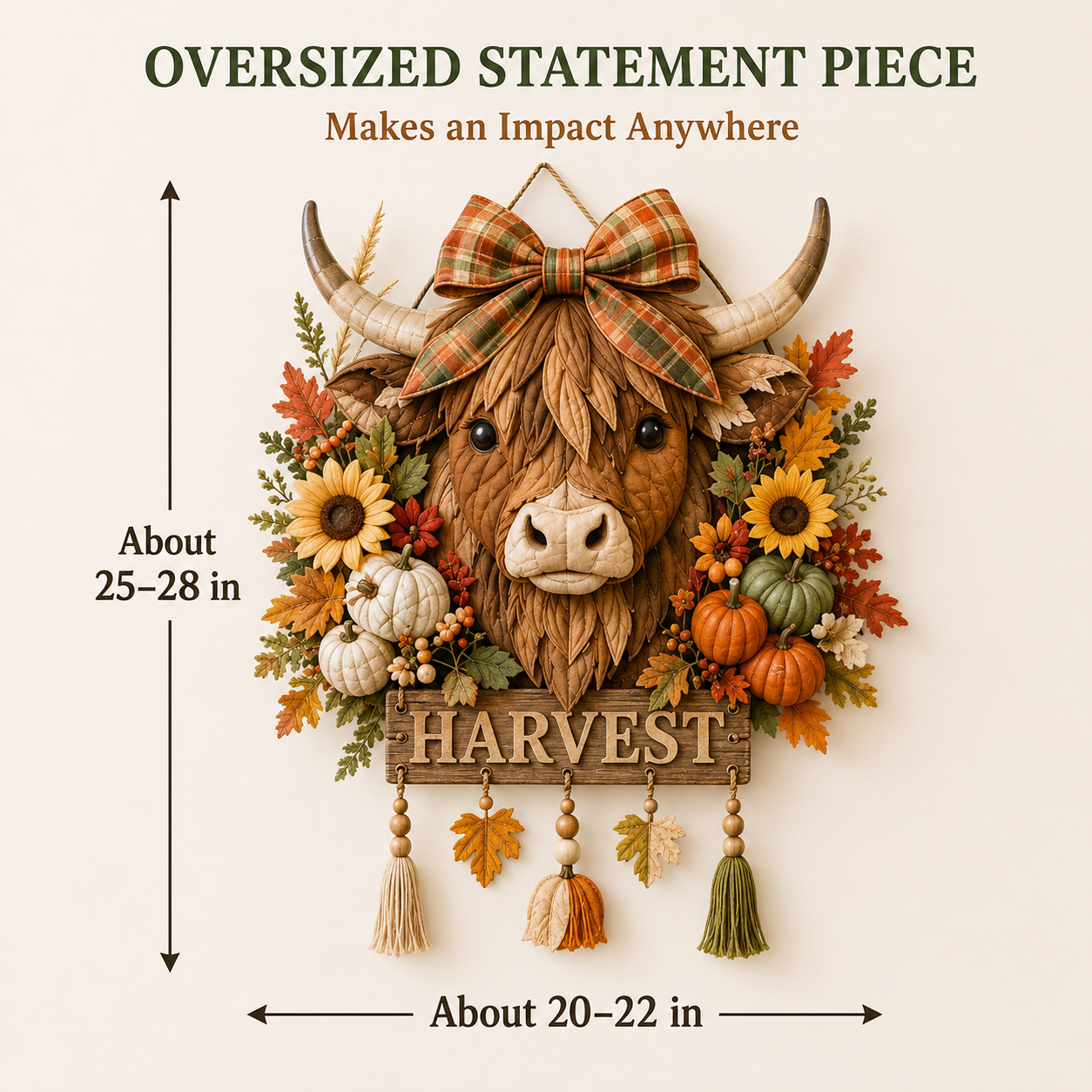 🍂🐮🧵Highland Cow Harvest Quilted Door Hanger DIY Kit