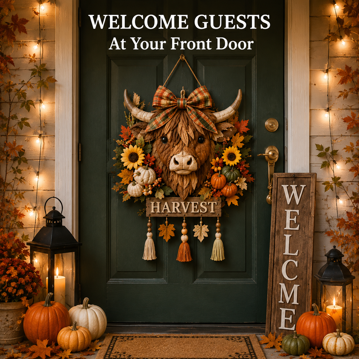 🍂🐮🧵Highland Cow Harvest Quilted Door Hanger DIY Kit