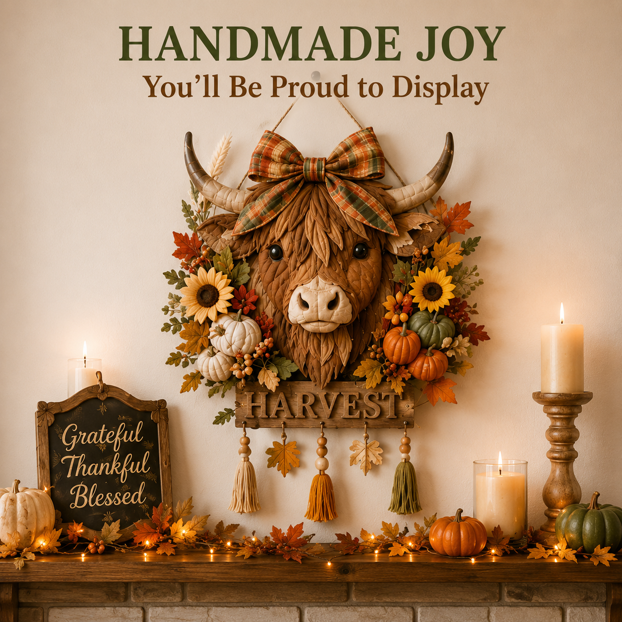 🍂🐮🧵Highland Cow Harvest Quilted Door Hanger DIY Kit