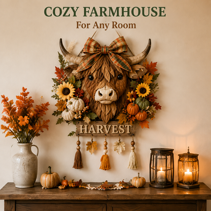 🍂🐮🧵Highland Cow Harvest Quilted Door Hanger DIY Kit