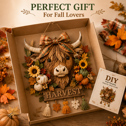 🍂🐮🧵Highland Cow Harvest Quilted Door Hanger DIY Kit