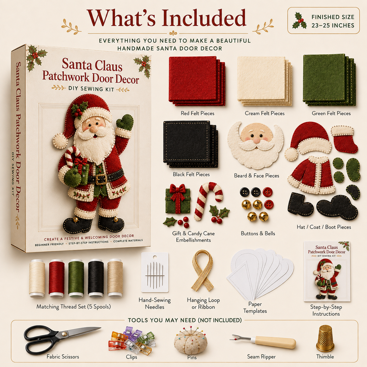 ⛄🎅🎄Christmas Felt Door Hanger DIY Sewing Kit