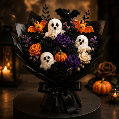 👻💐 Forever Spooky Crochet Bouquet Pattern – Ghosts, Roses, Bats