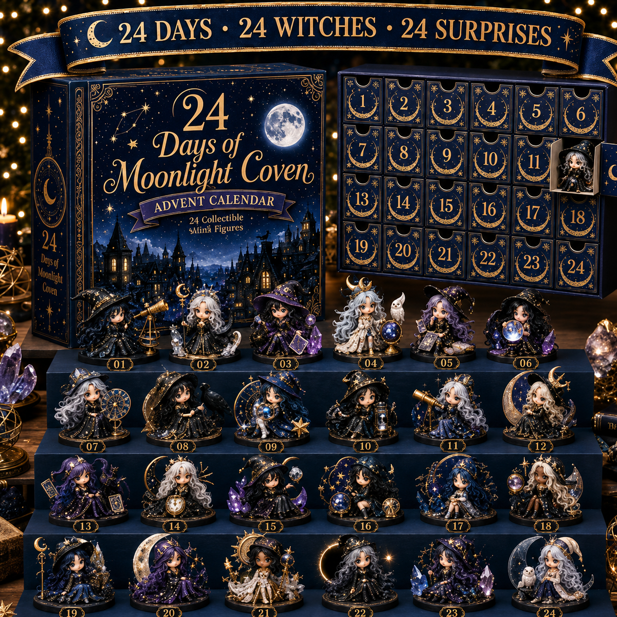 ⏰Limited Stock 49% OFF🔥 2026 The Five Covens Witch Advent Calendar – 24 Collectible Witches, 4 Magical Coven Styles