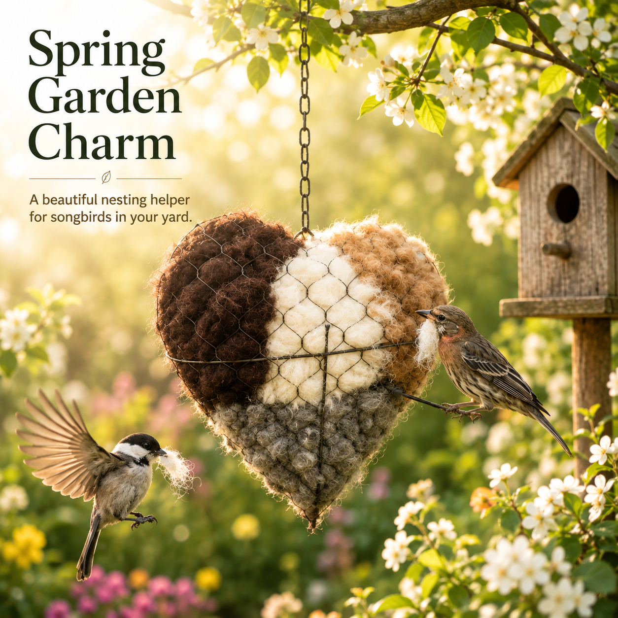 Handmade Alpaca Fiber Bird Nesting Heart
