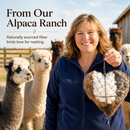 Handmade Alpaca Fiber Bird Nesting Heart
